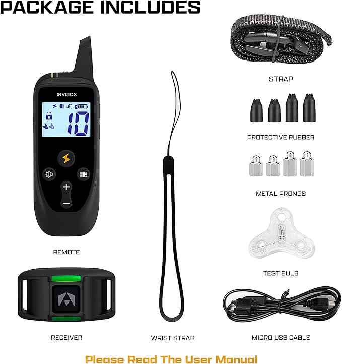 INVIROX 2026 Edition Dog Training Collar, 123 Levels for Reactive or Stubborn Dogs, 1100yd Long-Range E Collar, Waterproof Rechargeable System with Manual Bark Control for Large Dogs