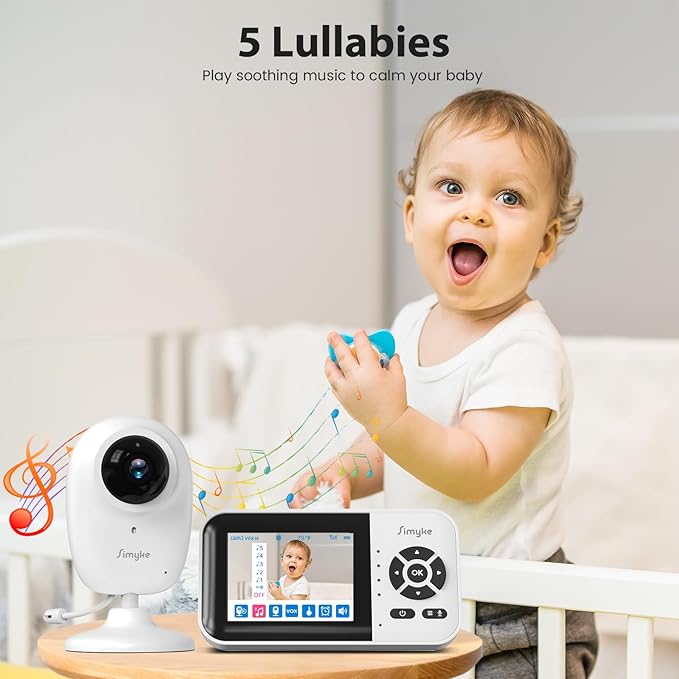 Dual Mode Baby Monitor,1080p Video APP,2.8'' IPS Screen,10-Hour Streaming,Smart AI Humanoid&Cry Detection,Camera&Audio,Two-Way Talk,Night Vision,Lullaby,1500ft Long Range,Video playback&storage