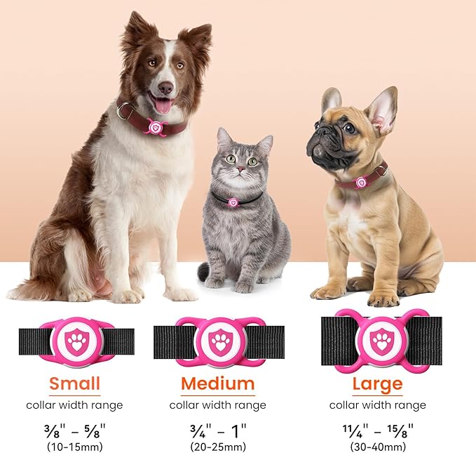 2 Pack Waterproof AirTag Dog Collar Holder for Apple Tracker Rose Red&Blue