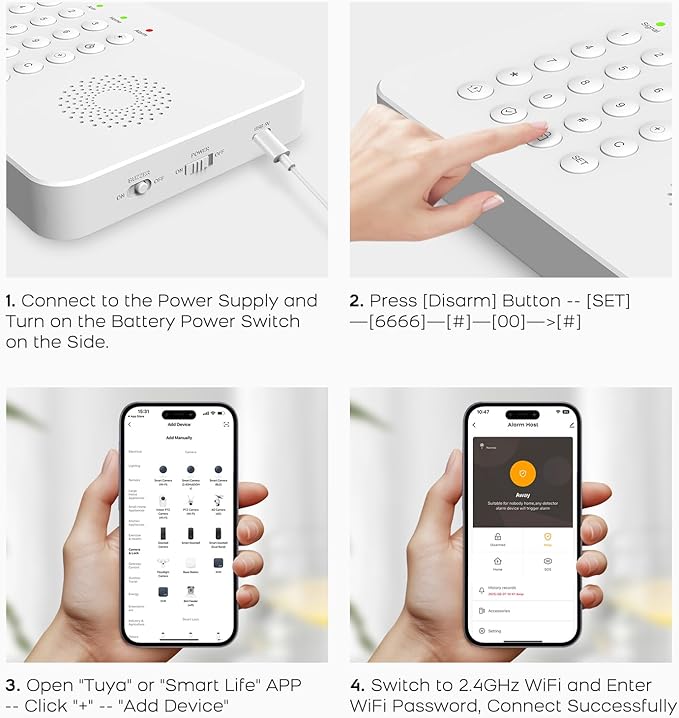 PGST Home Security System,DIY Wireless Home Alarm System for Home Security with Door Motion Sensors,Smart Keypad,Remote,No Subscription Fee (8 Contact Sensor + 2 Motion Sensor + 1 PTZ Camera)