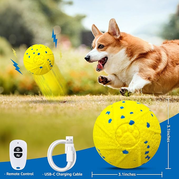 Dolita Interactive Dog Toy with Remote 3 Modes Tough Chewers Dog Ball, Smart Automatic Rolling Ball, E-TPU Material for Aggressive Chewers, Large/Medium Dogs