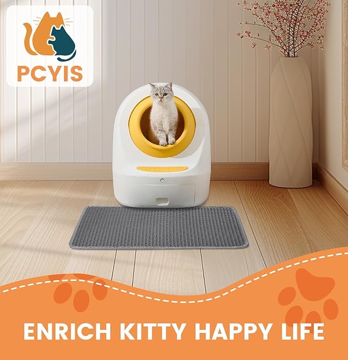 23.6” x15.7” Cat Litter Mat, Litter Trapping mat, cat mat for Litter Box, cat Litter mat Small, Honeycomb Double Layer Design, Waterproof & Urine Proof, Scatter Control, Non-Slip, Grey, 1 Pack