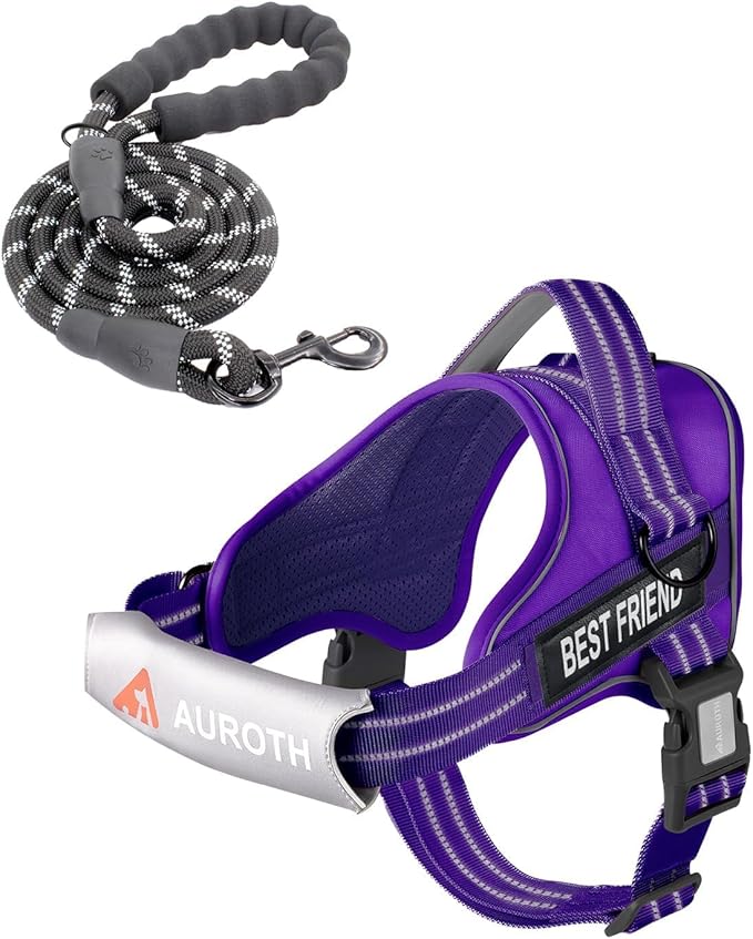 AUROTH Dog Harness and Leash Set, Soft Padded No Pull Dog Harness with 5.25FT Dog Leash, No Choke, Easy On Pet Vest, Adjustable Reflective Dog Vest Small Sized Dog, Easy Walking and Training