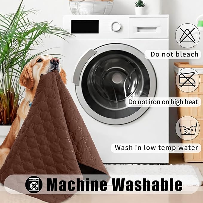 Smiry Waterproof Dog Bed Cover Blanket, Soft Reversible Pet Blanket, Washable Leakproof Cats Dogs Couch Cover for Sofa, Couch, Furniture, Plaid (52x82 Inch, Brown/Chocolate)