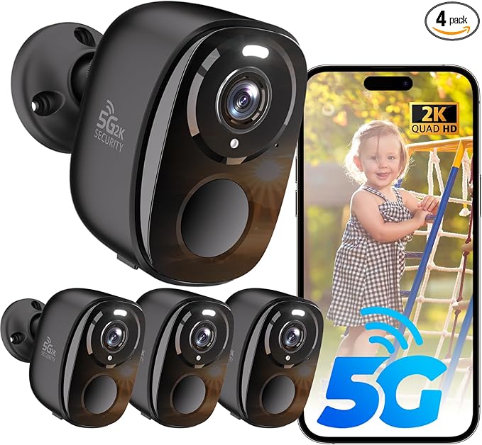 ELECCTV 5G/2.4G WiFi Security Cameras Wireless Outdoor, 2K 5G Security Camera with AI Motion Detection, Color Night Vision, Siren, IP65, 2-Way-Audio, Support Alexa&Google Assistant, Cloud/SD (4)