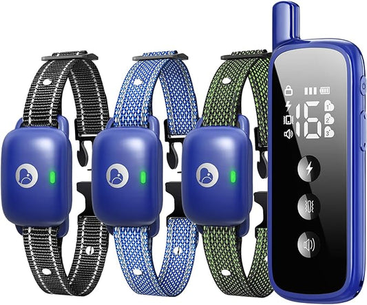 Aikko Dog Shock Collar with Remote - IPX7 Waterproof, 3 Training Modes (Beep, Vibration, Shock), Rechargeable E-Collar for Most Breeds, Anti-Bark & Adjustable Humanitarian Training Collar for 3 Dog