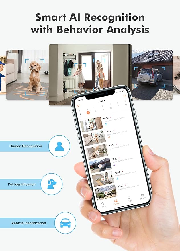 Dzees Security Cameras Wireless Outdoor - Spotlight & Siren, 2K 3MP Upgrade WiFi Cameras for Home Security, AI Motion Detection, Color Night Vision, 2-Way Talk, Waterproof