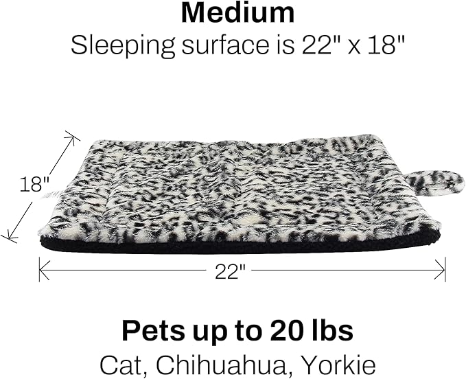 Self Warming Cat Bed Pad, Thermal Non Electric Heating Mat for Cats and Small Dogs, Washable Self Heating Pet Blanket with No Slip Hook, Soft Indoor Outdoor Bed Pad, 22x18 in, Black White