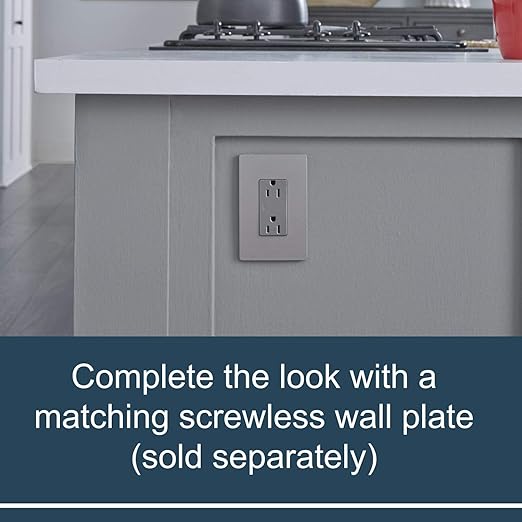 Legrand - Pass & Seymour Radiant Tamper Resistant Outlet, Nickel Power Outlet, 15 Amp Wall Outlet, 885TRNICC12, 1 Count (Pack of 2)