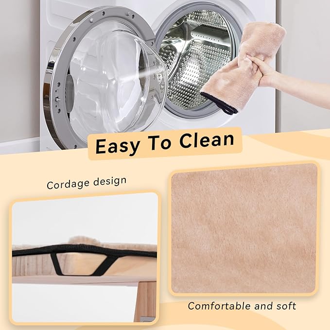 PETSFIT Cat Window Perch for 2 Cats, Adjustable Cat Hammock with Removable Fleece Mat, Natural Solid Wood Design, Easy to Assemble Window Perch for Large Cats, Fits Windowsill, Bedside & Drawer