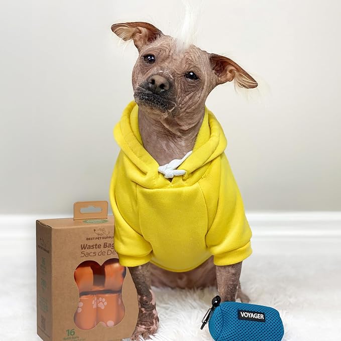 Best Pet Supplies Dog Poop Bags (240 Bags) for Waste Refuse Cleanup, Doggy Roll Replacements for Outdoor Puppy Walking and Travel, Leak Proof and Tear Resistant, Thick Plastic - Orange