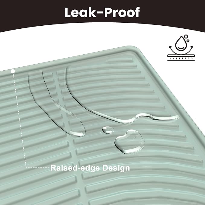 Cat Litter Mat, 40" x 28" Extra Large Silicone Litter Box Mat for Floor, Pet Trapping Litter Rug Pad, Soft Cat Paws, Easy to Clean, Waterproof/Urine-Proof, Garbage Recyclable (Green)