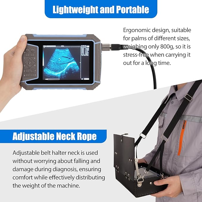 2025 Upgraded Portable Vet Handheld Scanner for Pregnancy - with 6.5MHz Rector Probe & 5.7" LED Display, Pet Veterinary Ultrasound Machine for Cattle, Horse, Pigs, Sheep, Cats, Dogs, Rabbit, Fish