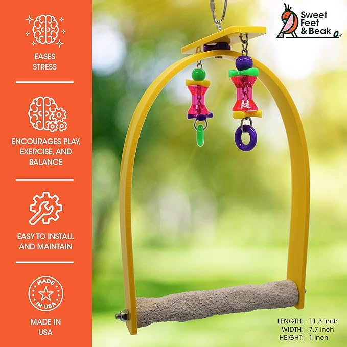 Sweet Feet and Beak Small Whirly Bird - Perfect Cage Toy Stimulates Visual and Physical Activity - Safe, Non-Toxic, Cage Accessories for Small Birds