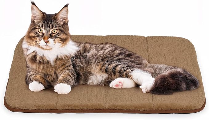 Dog Crate Pad for Small Dogs - 24x18 Orthopedic Dog Bed with Memory Foam, Washable Water-Resistant Soft Pet Mat with Non-Slip Bottom, Khaki