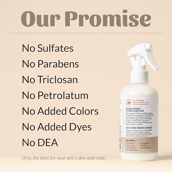 Skout's Honor Probiotic Pet Detangler Spray - Hydrating & Conditioning with Avocado Oil, 97% Natural, Paraben & Sulfate-Free, softens for a brushable Coat, Daily Use, 8oz, Dog of The Woods, 2-Pack