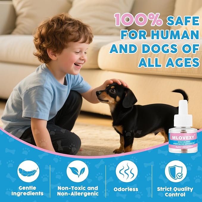 Calming Diffuser for Dogs to Relieve Stress, Dog Calming Diffuser for Anxiety Relief , Dog Pheromones Calming Diffuser to Reduce Aggression Fighting , Help Train Dog to Pee (3 Refills 1 Diffuser)