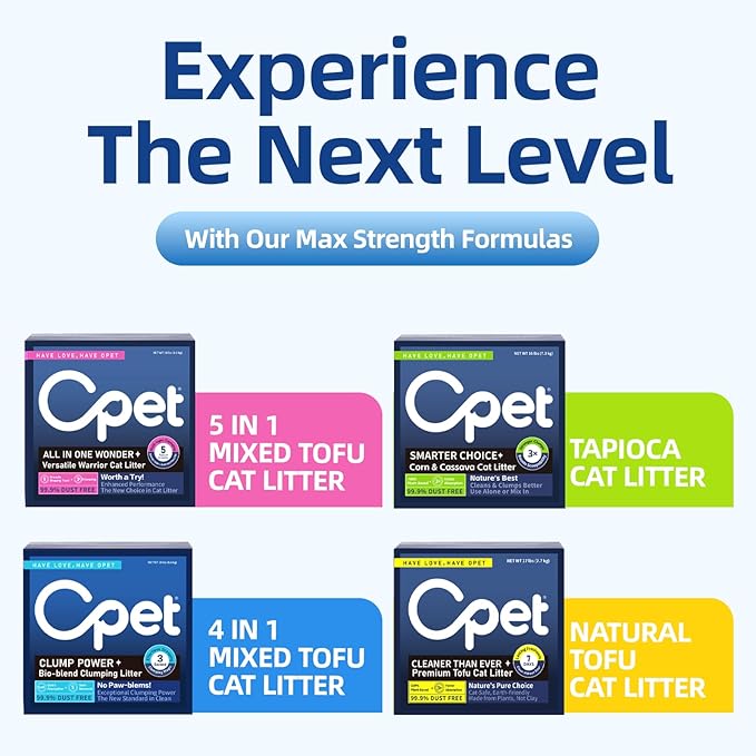 OPET Tapioca Cat Litter, Natural Corn & Cassava Sustainable Ingredients, Quick and Strong Clumping, Flushable, Superior Odor Control, 99.9% Dust Free Kitty Litter 16LB
