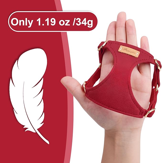 Puppytie No Pull Dog Harness with Multifunction Dog Leash,Soft Adjustable No Choke Escape Proof Pet Harness Vest for Medium Dogs or Large Dogs,red-Camellia,M