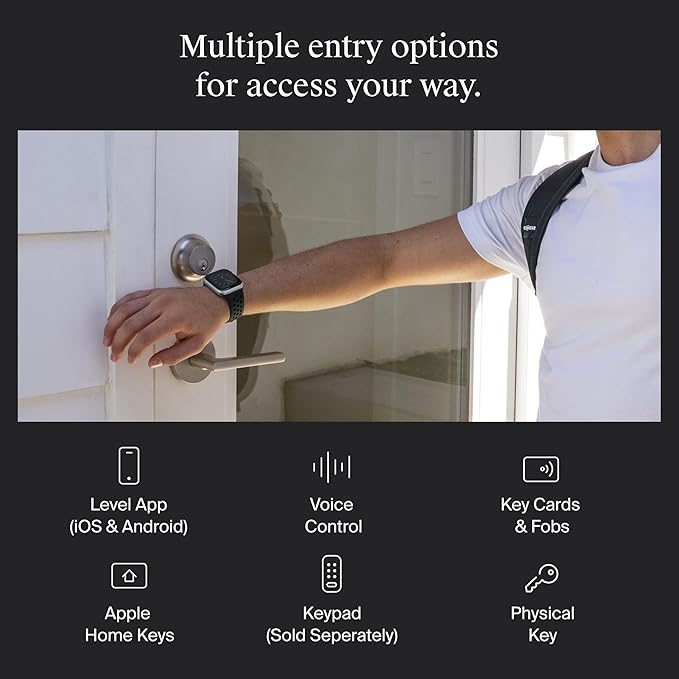 Level Lock+ (Matter) Smart Lock - World's Smallest, Most Advanced Matter-Over-Thread Deadbolt Plus Apple Home Key - Keyless and Remote Access via Apple, Alexa, Google Home, SmartThings (Satin Nickel)