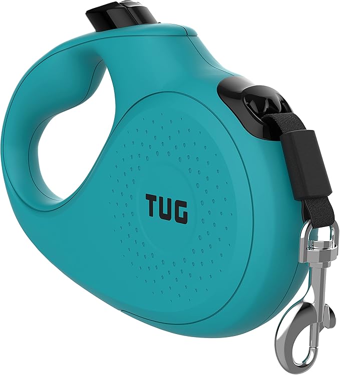 TUG Monochrome 360° Tangle-Free Retractable Dog Leash | 16 ft Strong Nylon Tape (Small, Aqua)