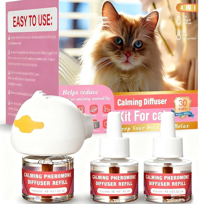 Cat Calming Diffuser, pheromone Diffuser Calming for Cats, Effectively relieves Stress, Calming Diffuser for Cats, Reduces The Fight Against Spraying and Scratches