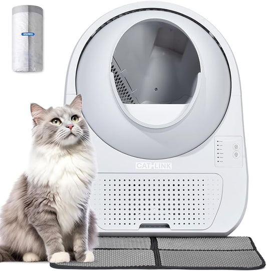 CATLINK 2025 Upgrade Automatic Cat Litter Box Self Cleaning for Multiple Cats with Mat, Double Odor Removal, Cat Litter Box for Cats from 3.5~22 lbs
