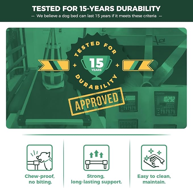 FXW TitanNest Chew-Proof Elevated Dog Bed, Raised Cot for Indoor/Outdoor/Camping Use, Durable & Washable Padded Pet Bed for Extra-Large Dogs, 56.0" L x 31.0" W x 7.3" H, Black