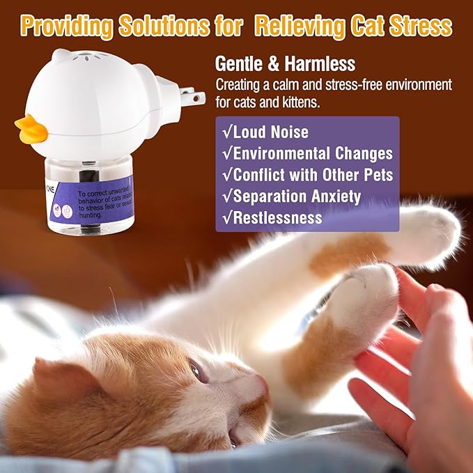 Cat Calming Pheromone Diffuser Reduces Conflict Between Cats Effective Anxiety Relief for Cats & Cat Calming Soothing 48ML 3 Refills Fits All Cats, 3 Packs