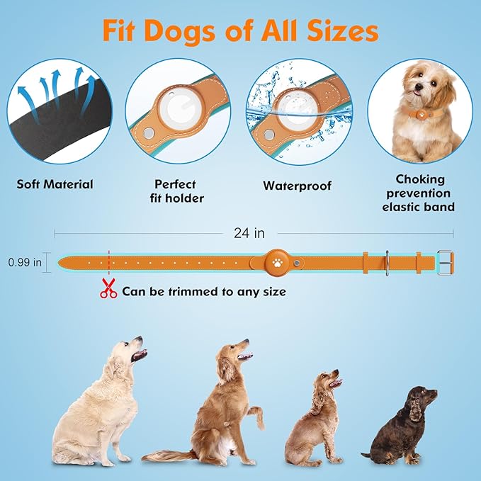 2-in-1 GPS Tracker for Dogs: Smart Collar with Real-Time Location, No Monthly Fee, Unlimited Range (iOS Only) GPS Tracker Dog Collar- Ideal for Small, Medium Large Dogs(Tracker Included) (Brown)