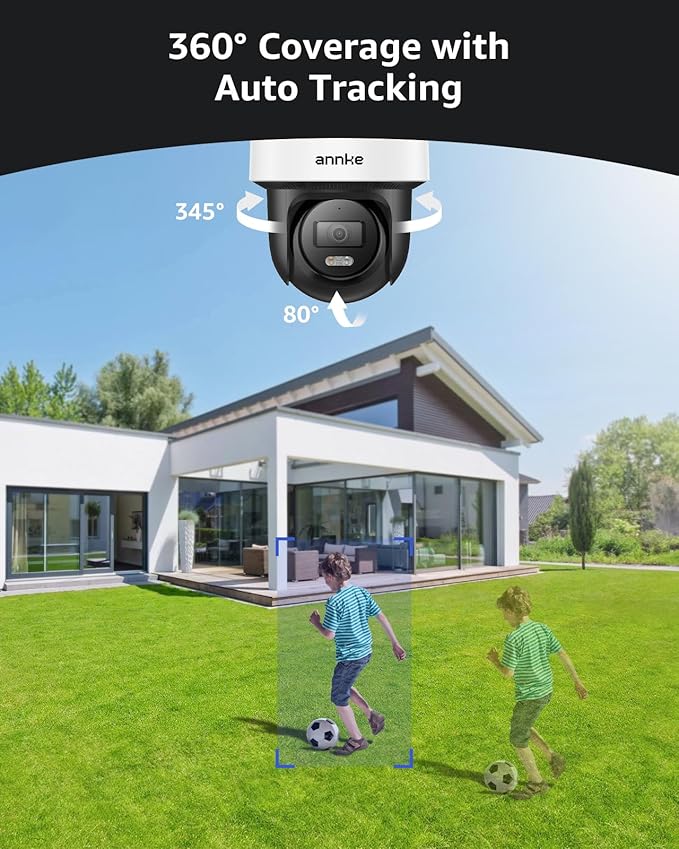 ANNKE CPT500 3K PT PoE Camera, 2-Way-Audio, 345° Pan 80°Tilt IP Security Camera Outdoor, Auto-Tracking Lite, AI Human Detection for Surveillance, Smart Dual Light, 512GB SD Card Slot (Not PTZ)