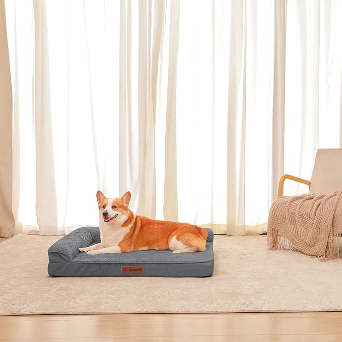 Orthopedic Dog Beds for Large Dogs, Memory Foam Dog Beds Large Sized Dogs, Washable Removable Cover, Nonskid Bottom, Waterproof, for Indoor, Outdoor, Crate & Car Use, 36x27x6 Inches, Dark Grey
