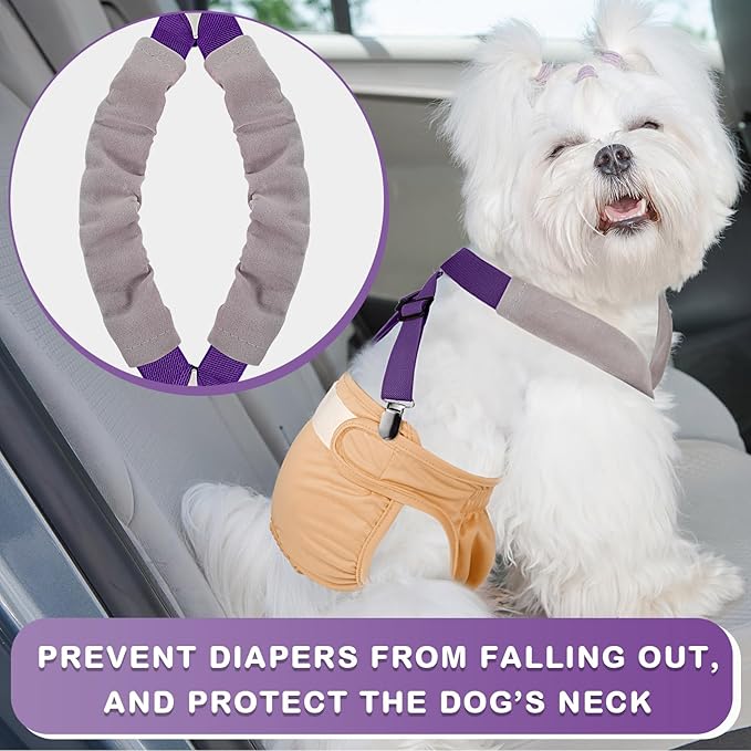 Saintrygo 2 Pcs Dog Suspenders for Diapers Female Male Belly Bands Canine Harness Keep Diaper on Your Pet for Small Medium and Large Dogs (Black,Purple,Medium)