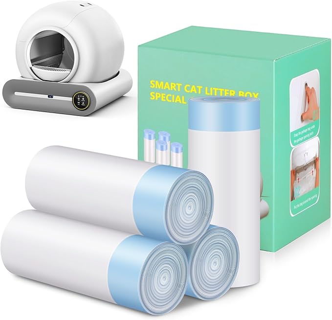 4 * 20 Count Trash Bags for Automatic Cat Litter Box Self Cleaning, Replacement Extra Large Liners for Robot Box, 4 Rolls Drawstring Waste Bags, 18 x 18 Inches(4 Rolls/80 Counts)