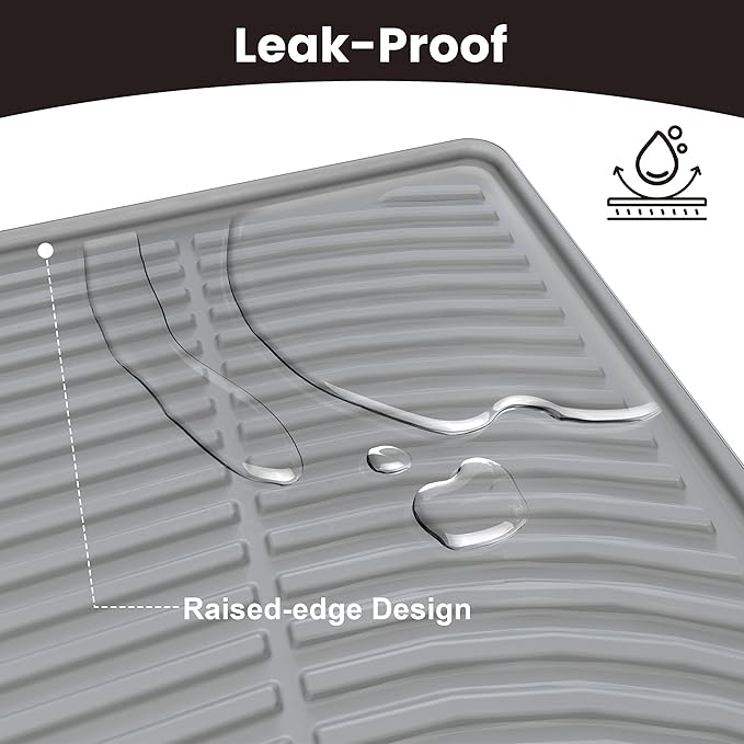 Cat Litter Mat, 40" x 28" Extra Large Silicone Litter Box Mat for Floor, Pet Trapping Litter Rug Pad, Soft Cat Paws, Easy to Clean, Waterproof/Urine-Proof, Garbage Recyclable (Gray)