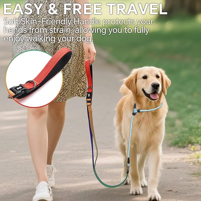 QQPETS Adjustable Slip Lead Dog Leash, Hands Free Waist Leash for Dog Walking, Reflective Training Lead with 360° Swivel Anti-Tangle, 4-7 ft Length for All Breeds