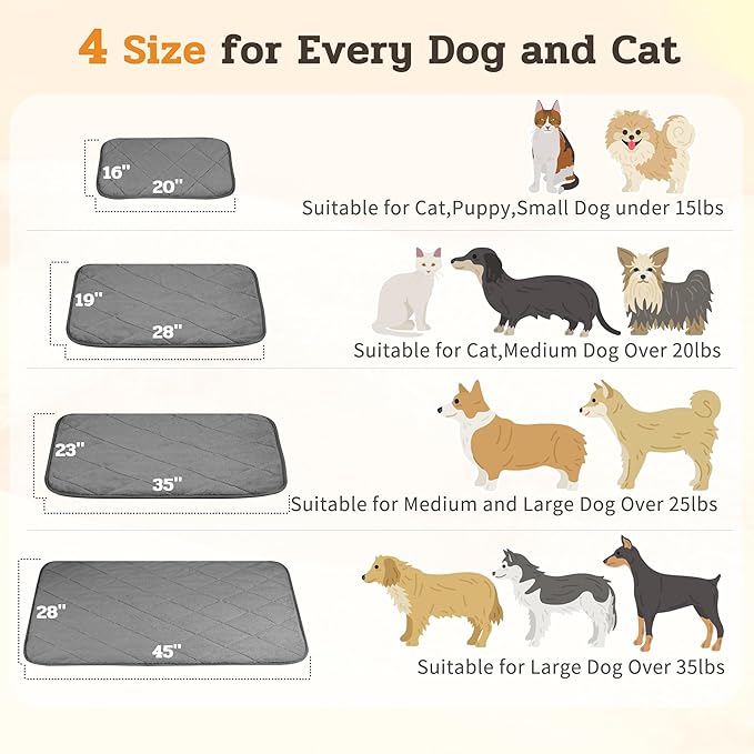 NWK Fluffy Self Warming Cat Mat, Cat Blanket, Thermal Dog Mat, Washable, Non-Slip Bottom for Sofa & Crate & Kennel & Car Seat (Misty Gray, Large (35'' X 23'' X 0.4''))