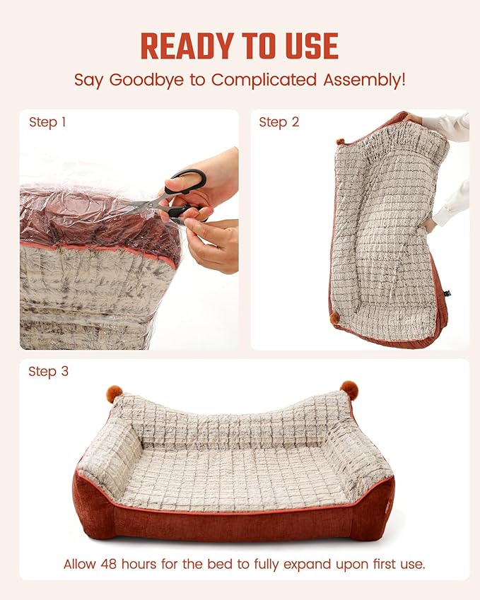 Orthopedic Dog Bed for Large Sized Dogs, Waterproof Supportive Egg Crate Foam Medium Dog Couch, Pet Bed with with Removable Bolsters, Washable Cover Non-Slip Bottom, (36''×26''×7.5'')