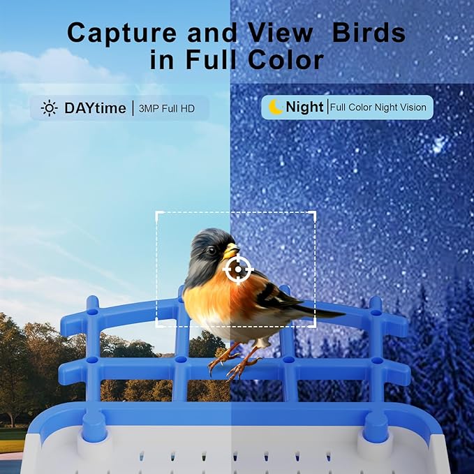 Solar-Powered Smart Bird Feeder with Camera, 3MP UHD Wireless Bird Watching Camera for Outdoors with AI Identify Birds Species, 2L Seed Capacity, and 2K Live Stream, Gift for Birds Lovers, Moms & Dads