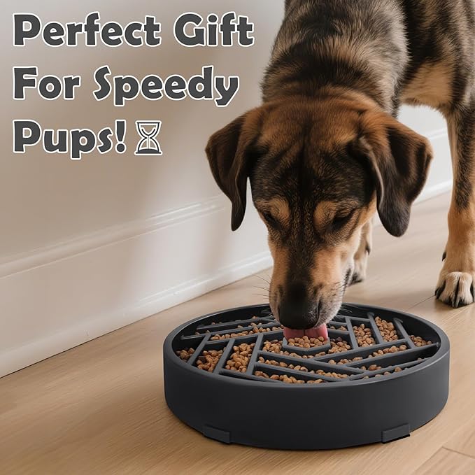 TOBYTO Slow Feeder Dog Bowls Large Medium Breed,Anti-Choking Slow Eating Dog Food Bowl,Non Slip Pet Slower Food Feeding Bowls Large Puzzle Slow Feeder Bloat Stop Maze Dog Dishes,Gray