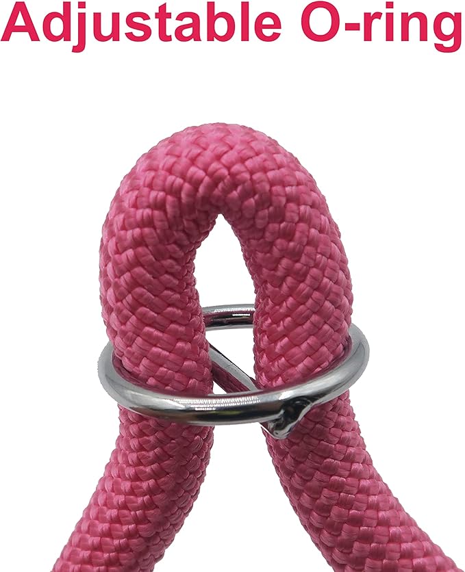 Braided Round Martingale Dog Collar, Training Collar with Slidable Stop Ring - Ideal for Large Dogs (XL(1/2") - 26" Long, Pink)