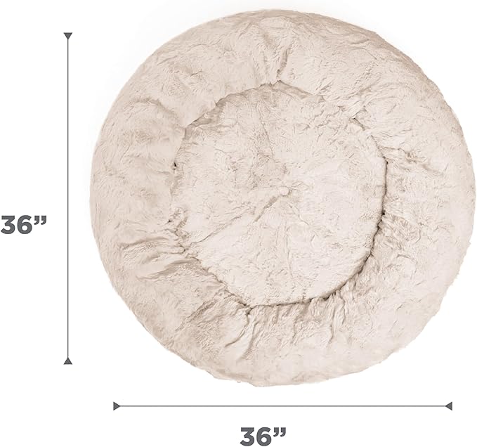 Best Friends by Sheri The Original Calming Donut Dog Bed – Washable Plush Pet Bed for Large Breeds up to 100 lbs, Lux Faux Fur, Oyster, Large (36" x 36")