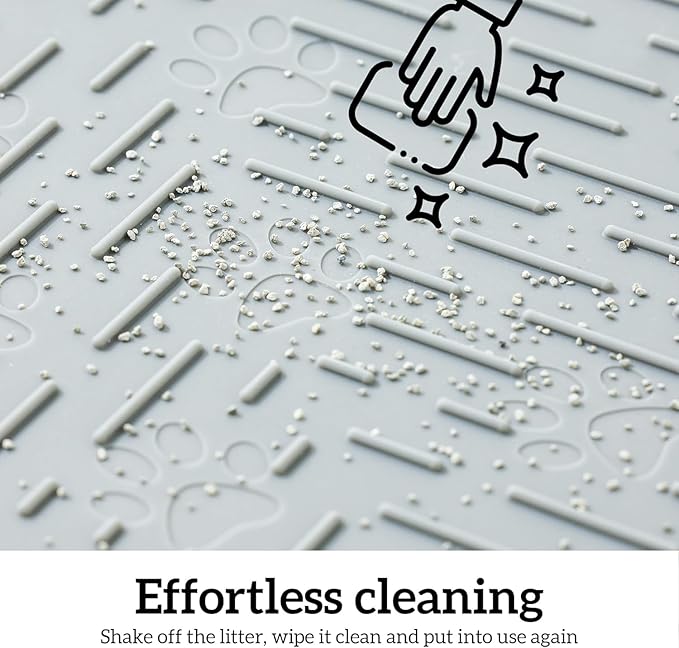 OHMO Cat Litter Mat Large Trapping Mat Premium Silicone Rubber 31.5x23.6 Coral, Waterproof and BPA Free Kitty Litter Box Mat, Easy to Clean and Keeps The Floor Tidy