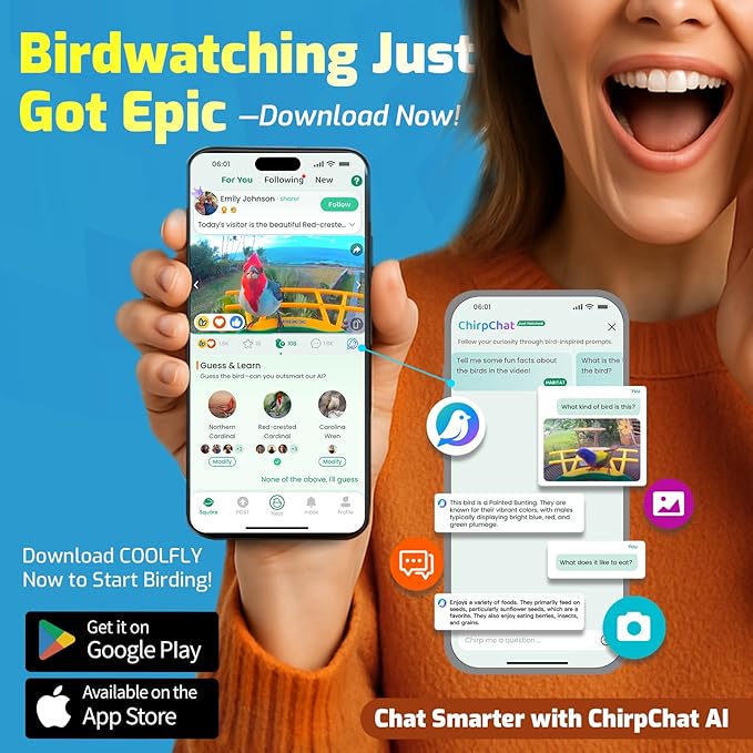 HIXX Smart Bird Feeder with Camera, AI Identify Birds & Auto Capture, 2K HD Live Camera Birdwatching with Color Night Vision for Bird Lovers Gifts (Purple)