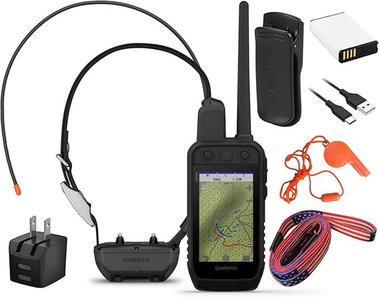 Wearable4U - Garmin Alpha 300 Handheld, Advanced Dog Tracking and Training Handheld and Alpha TT 25 Collar with Leash and Whistle Bundle