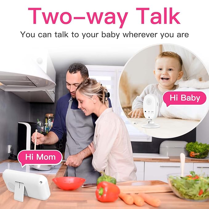 Smart Video Baby Monitor with Camera and Audio,Dual Mode,WiFi On/Off Switch,2.8inch Display,App,1080p Camera,1500ft Long Range,Night Vision,2-Way Talk,AI Baby Growth Album Function