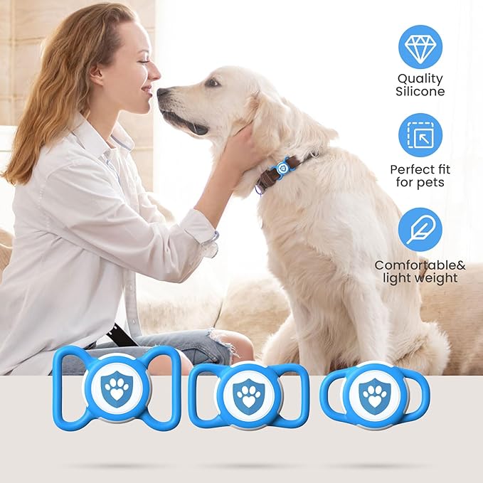 Waterproof AirTag Dog Collar Holder for Apple Tracker Blue