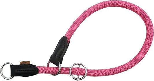 Braided Round Martingale Dog Collar, Training Collar with Slidable Stop Ring - Ideal for Large Dogs (XL(1/2") - 26" Long, Pink)