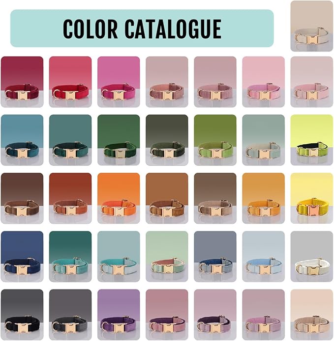 Velvet Personalized Dog Collar with Name - Customizable Dog Collar with Quick Release Metal Buckle - Leash and Bow Tie Available (Chambray, M)