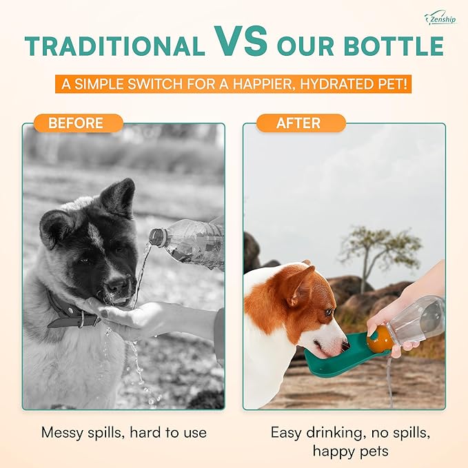 Foldable Dog Water Bottle Dispenser with Portable Bowl
